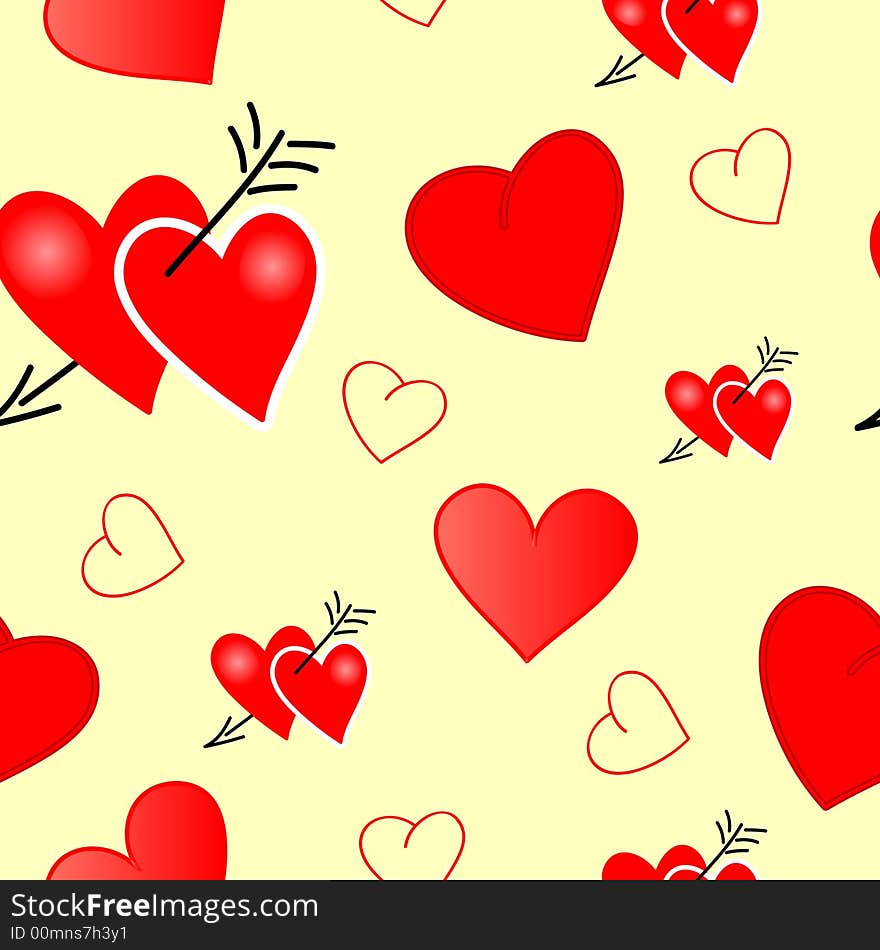 Valentine with hearts - seamlessly vector wallpaper. Valentine with hearts - seamlessly vector wallpaper