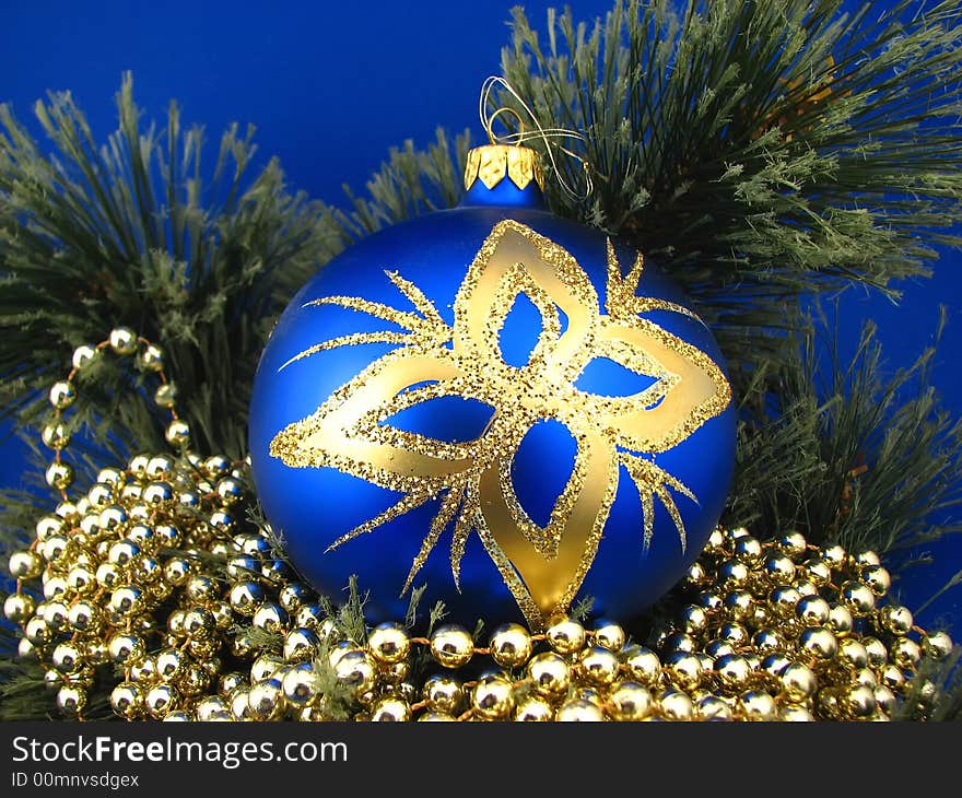 blue bulb on christmas tree