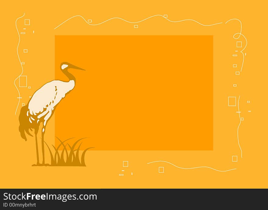 Framework for a photo in yellow tones with a stork