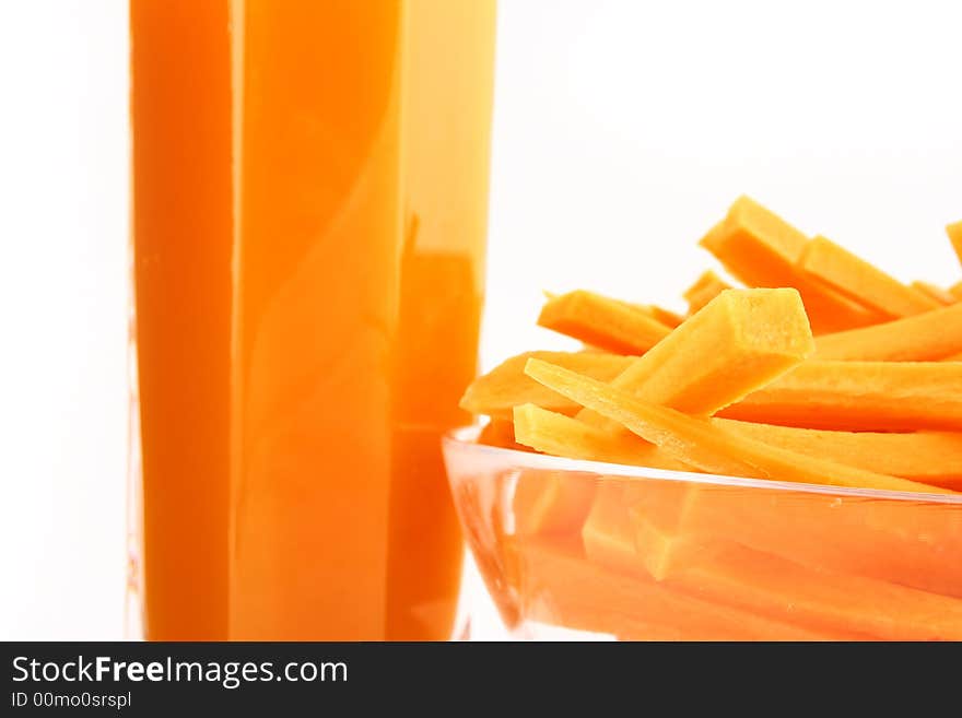 Fresh carrot juice isolated