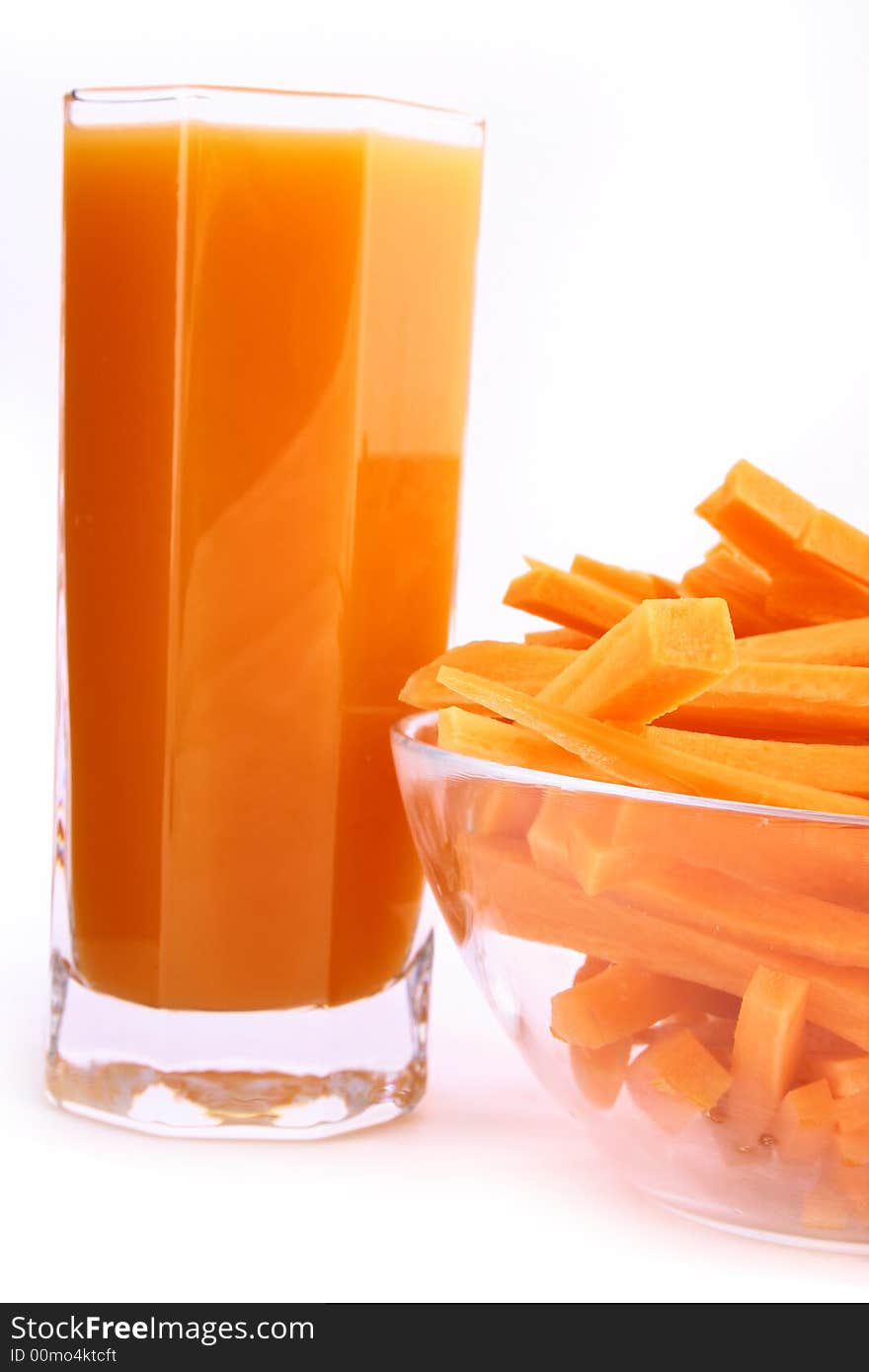 Fresh carrot juice isolated