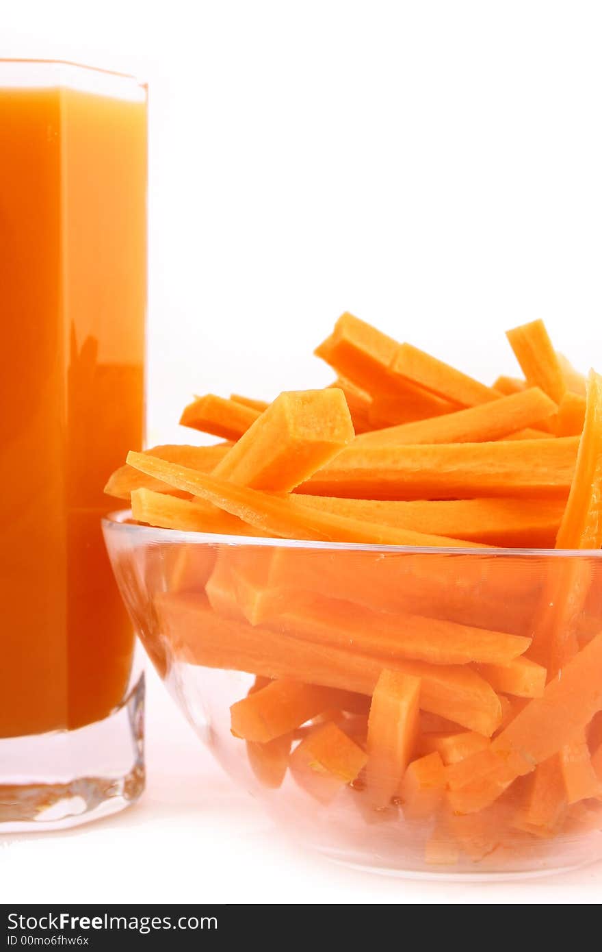 Fresh carrot juice isolated