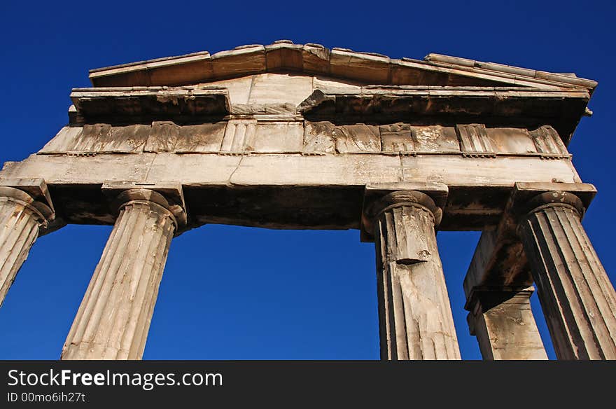 Greek Colums from ancient market near Acropolis Area in Athens. Greek Colums from ancient market near Acropolis Area in Athens