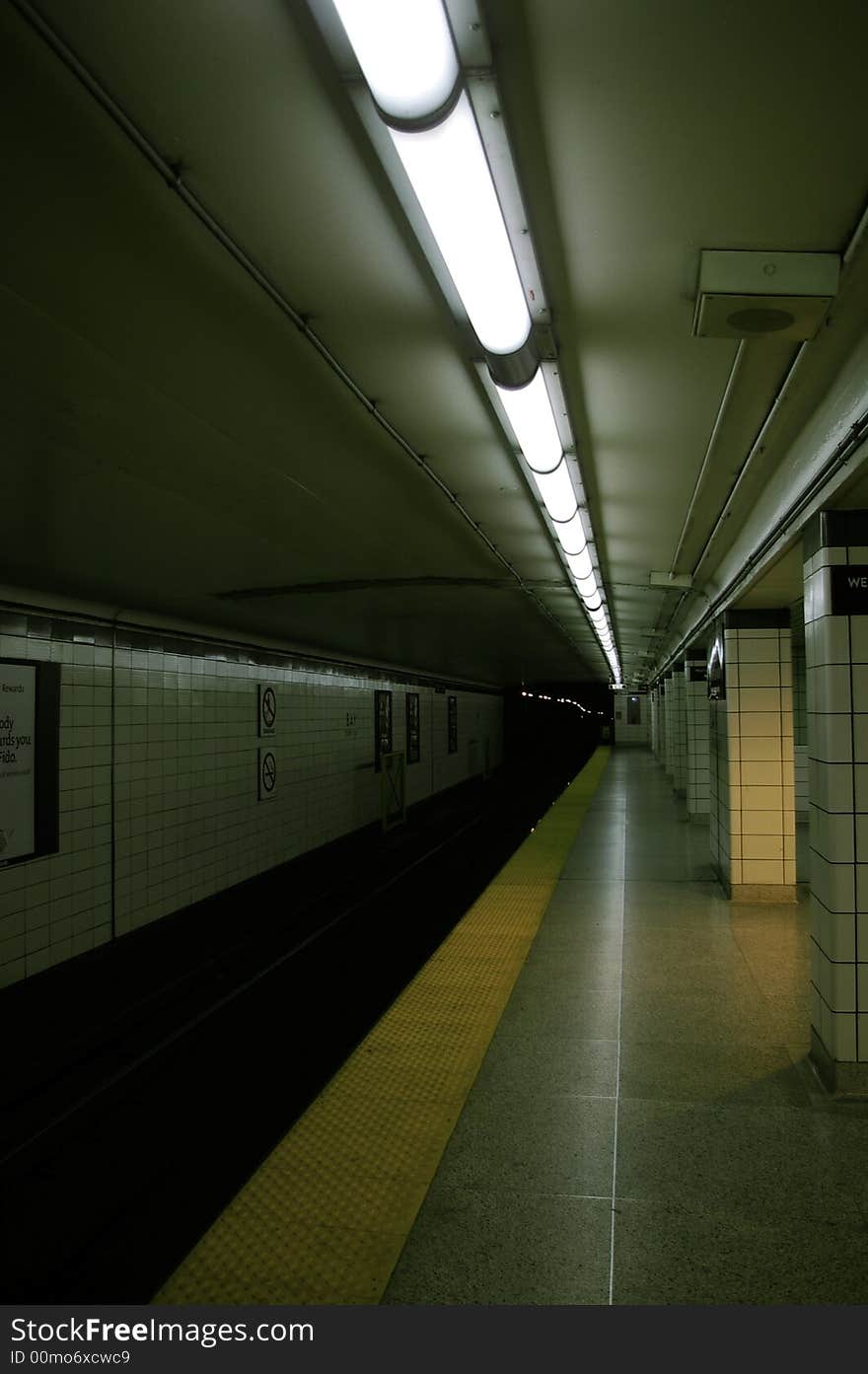 An empty TTC station in downtown Toronto. An empty TTC station in downtown Toronto