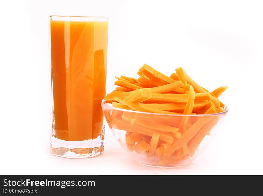 Fresh carrot juice isolated