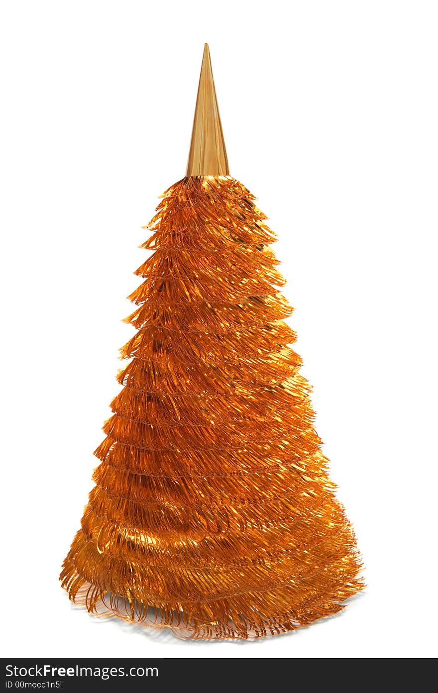 Brilliant artificial fur-tree on a white background