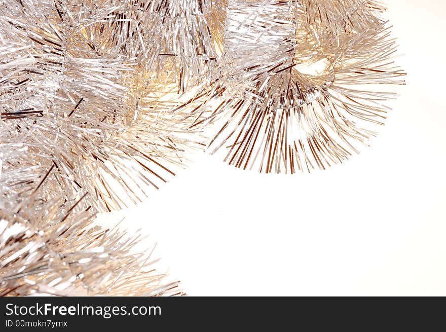 Christmas decoration: silver ribbon frame