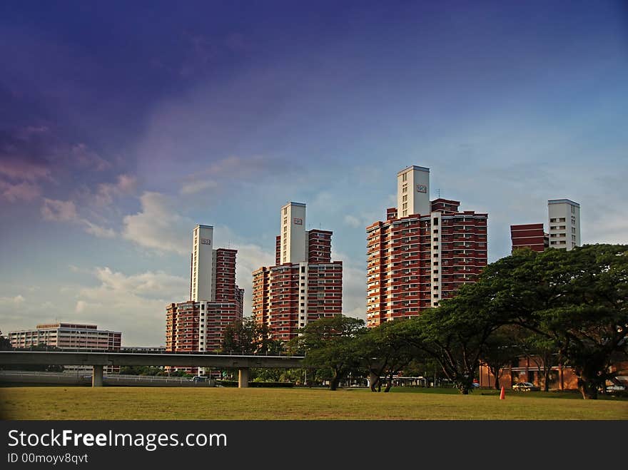 Modern building and skies in the urban