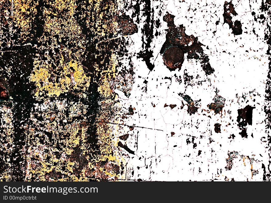 Deteriorating painted brick wall stylized with grunge effects (part of a photo illustration series). Deteriorating painted brick wall stylized with grunge effects (part of a photo illustration series)