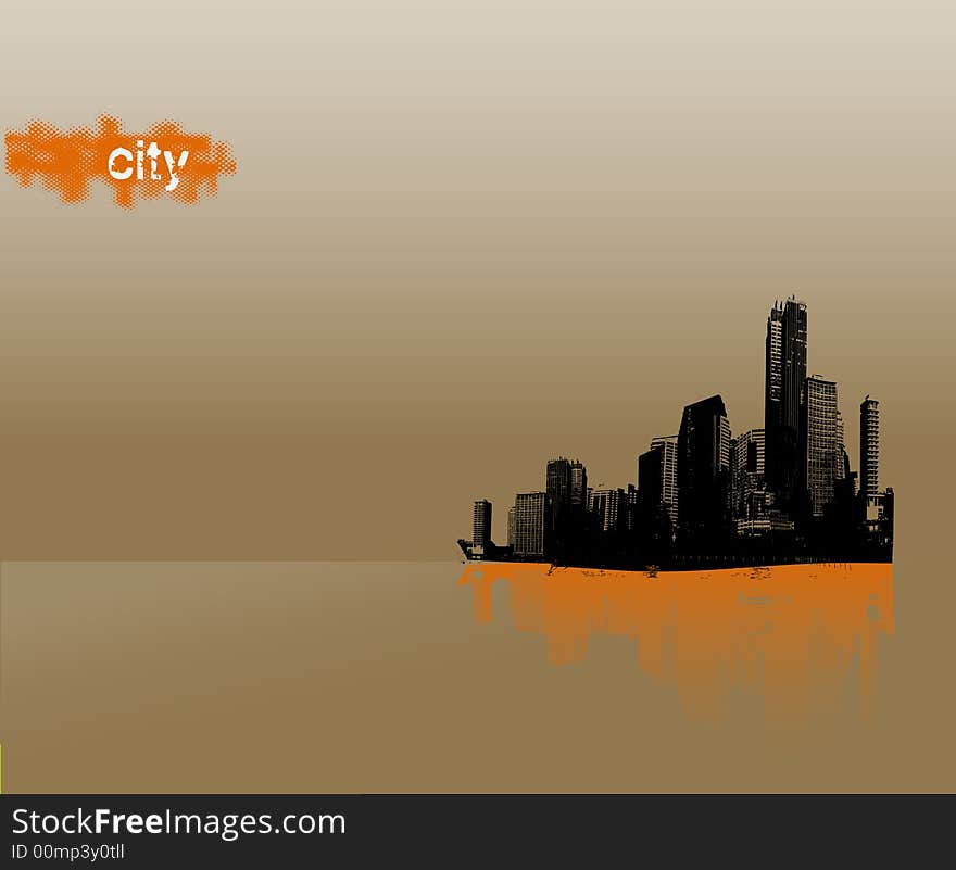 Black City With Text. Vector