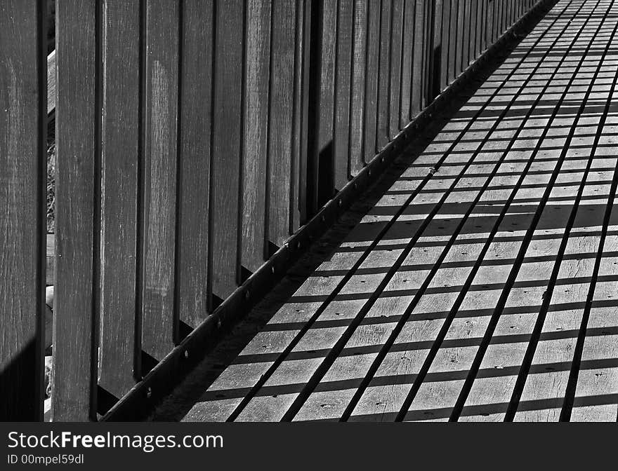 Wooden foot bridge over stream. Wooden foot bridge over stream