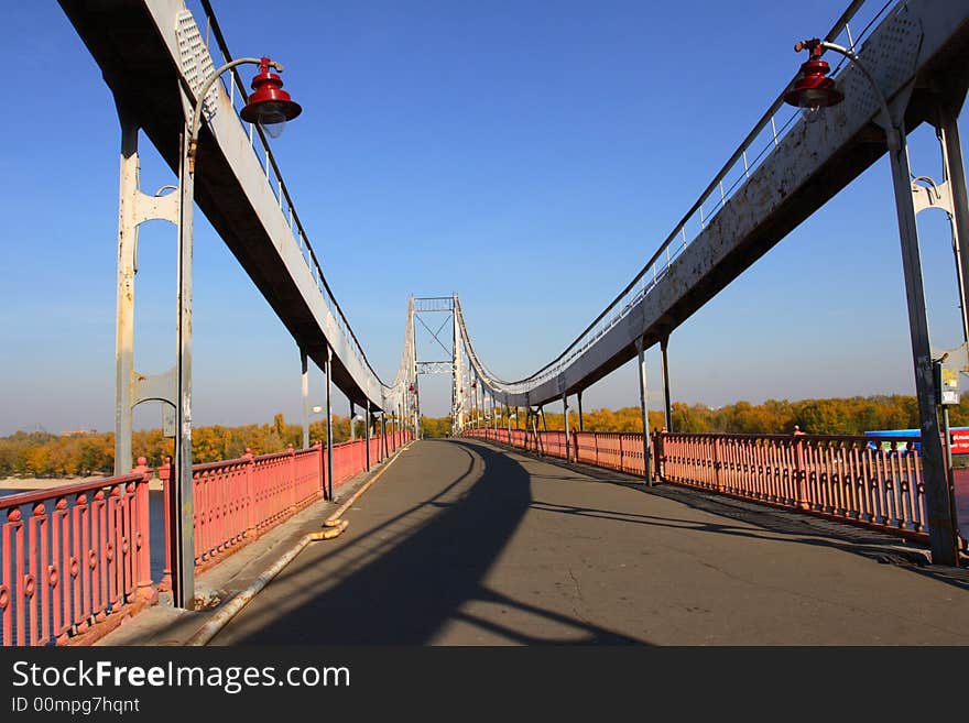 Large bridge in Kiev front view