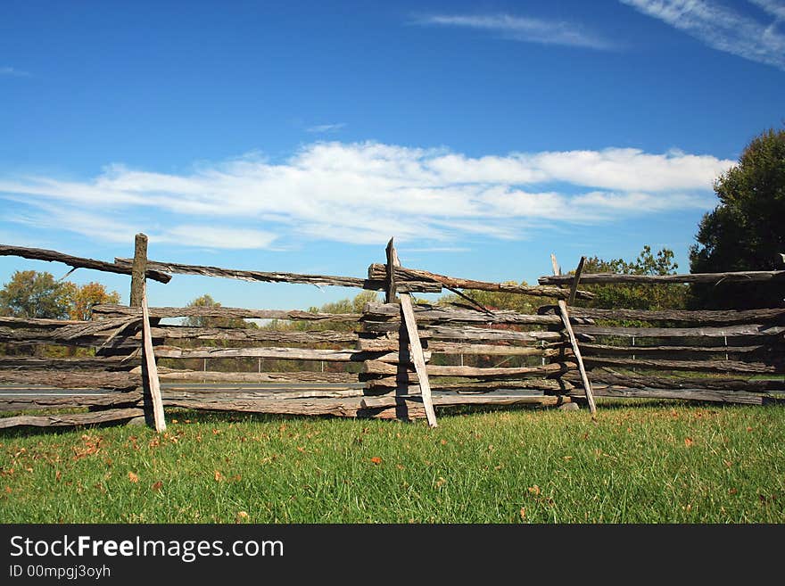 Stacked wood fence