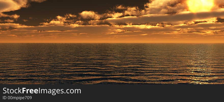 Beautiful sea and sky at sunset - digital artwork. Beautiful sea and sky at sunset - digital artwork