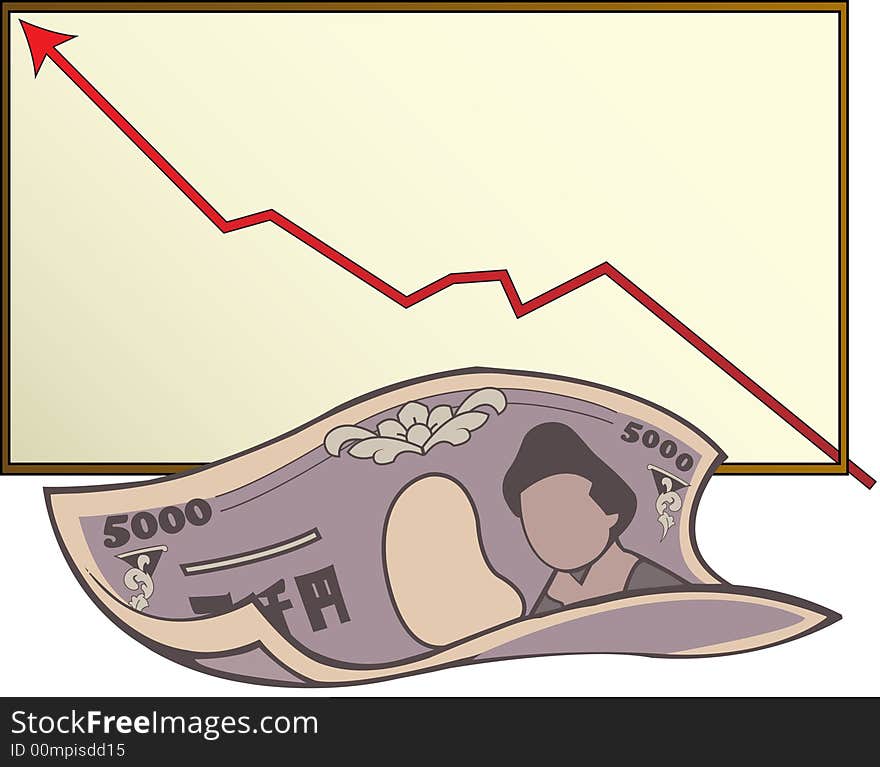 Money note and a positive earning chart. Money note and a positive earning chart