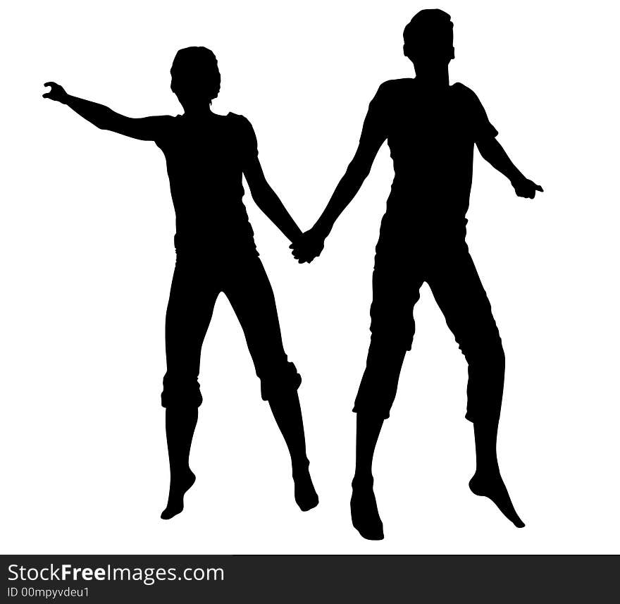 Jumping Couple Silhouette