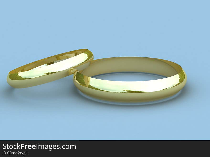 Two gold wedding rings without ornaments