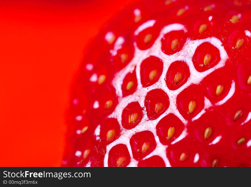 Detail of fresh bright red strawberry. Detail of fresh bright red strawberry