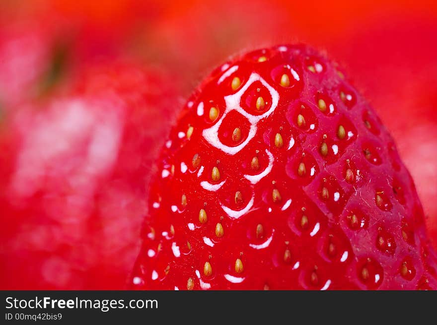 Detail of fresh bright red strawberry. Detail of fresh bright red strawberry