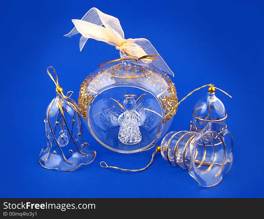 Glass bulb and angel, decoration christmas tree. Glass bulb and angel, decoration christmas tree