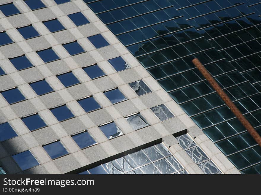 Upclose of the windows on a building in Kansas City. Upclose of the windows on a building in Kansas City