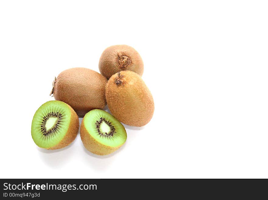 Couple of delicious kiwi's on a white background