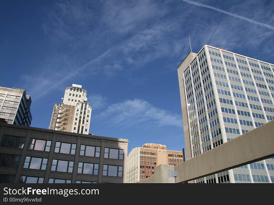 Looking up view of random buildings in kansas city. Looking up view of random buildings in kansas city.