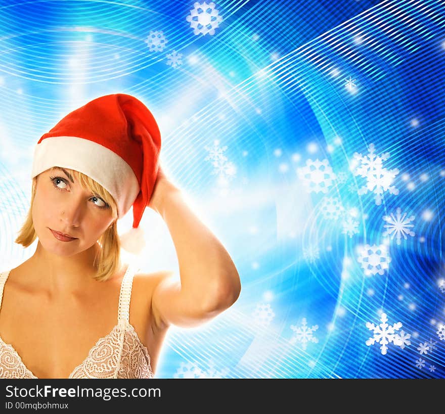 Girl in Christmas hat