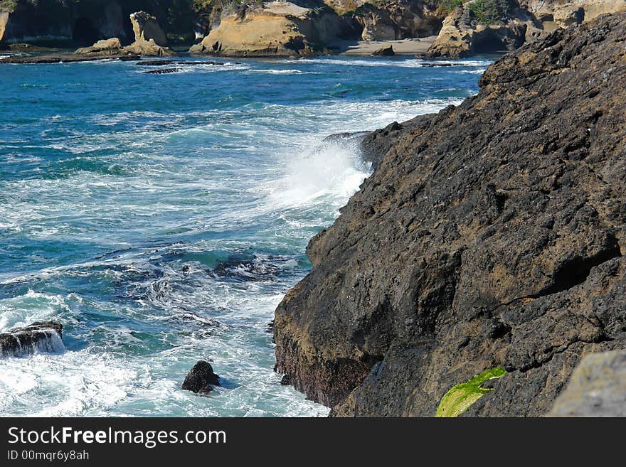 Waves come crashing in from the pacific ocean to the oregon coast. Waves come crashing in from the pacific ocean to the oregon coast