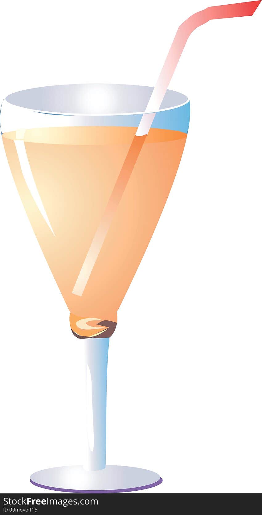 Illustration of Juice with a straw in conical goblet