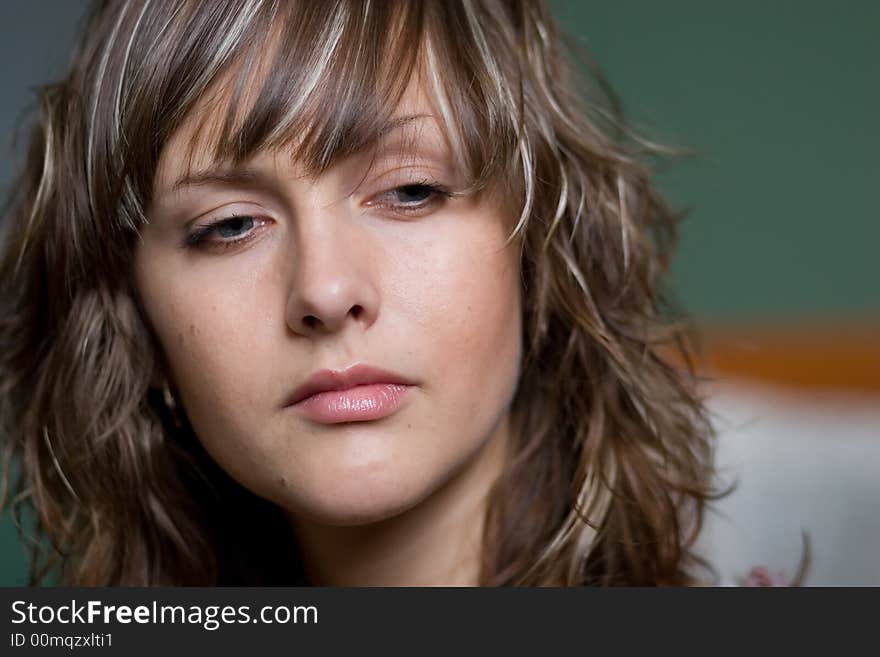 Face of young woman close up. Face of young woman close up