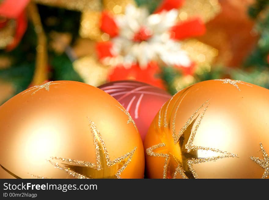 Christmas balls, isolated on christmas background