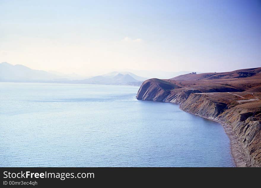 Sea on a background of mountains