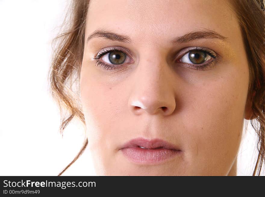 Portrait of a young woman in her 20s. Isolated over white!. Portrait of a young woman in her 20s. Isolated over white!