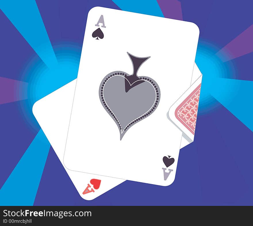 Illustration of Ace of spade and hearts. Illustration of Ace of spade and hearts