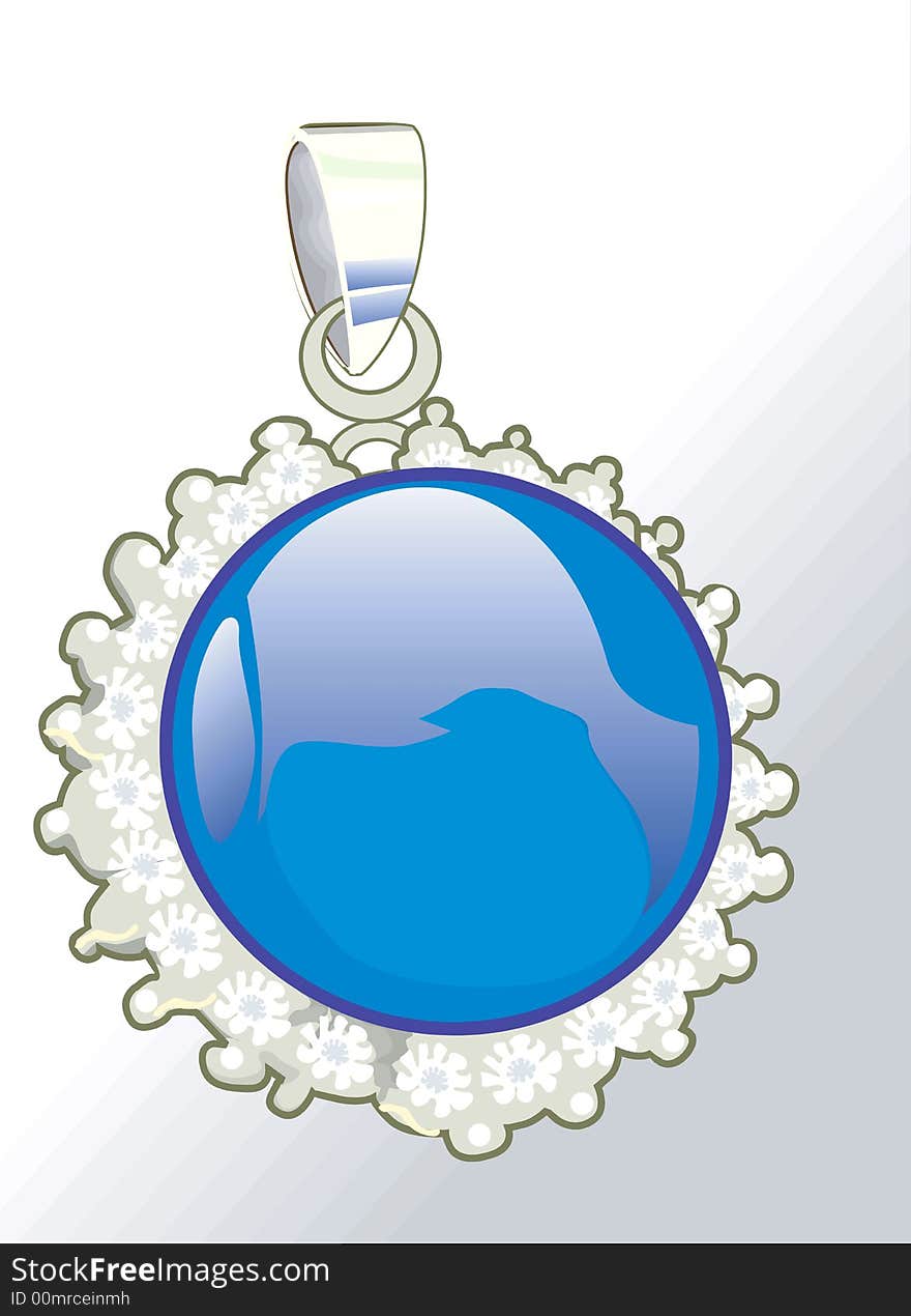 Illustration of a blue medal,
Necklace