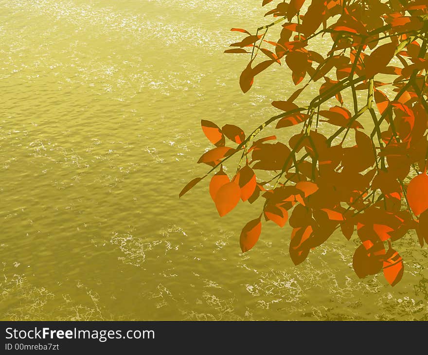 Autumn scene. Colorful autumn tree