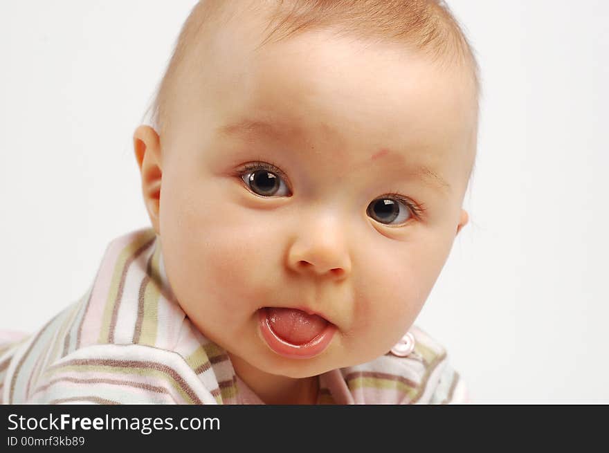 Sweet happy baby on white background. Sweet happy baby on white background