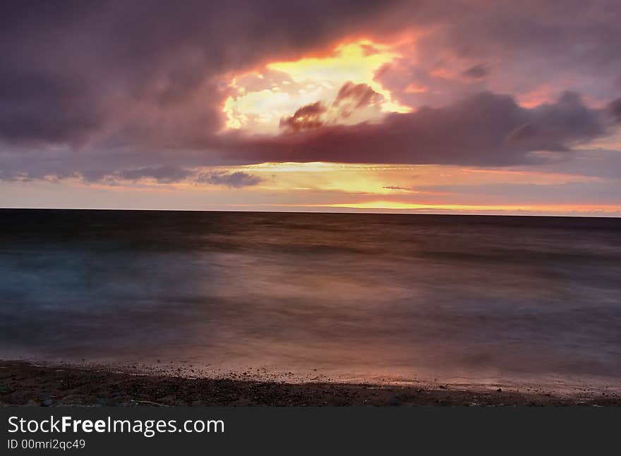 Summer landscape with sea sunset. Summer landscape with sea sunset