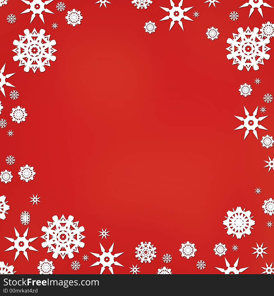 White snowflakes frame red - snowflake elements made by Denise Kappa. White snowflakes frame red - snowflake elements made by Denise Kappa