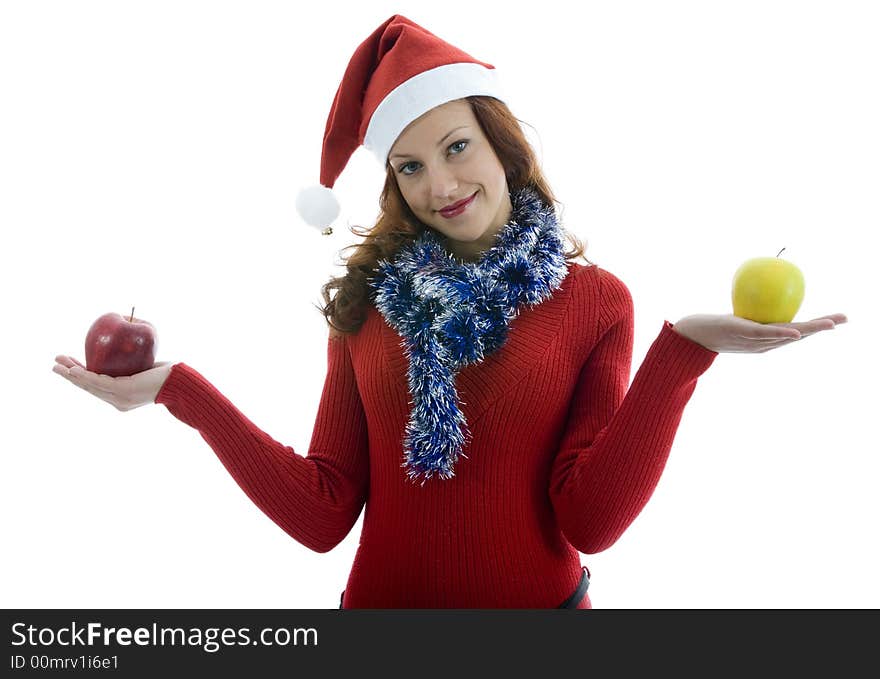 Beautiful woman with apple