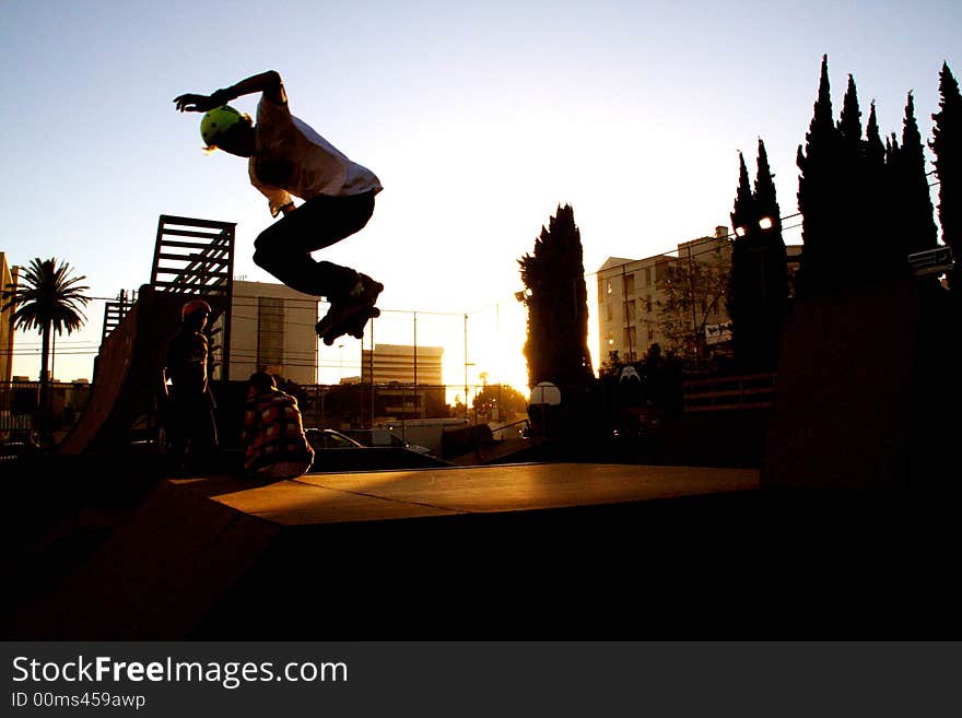 A rollerblader makes it look so easy. A rollerblader makes it look so easy