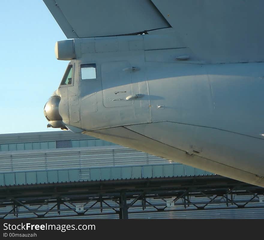 A rear gunners place at a former military plane. A rear gunners place at a former military plane.