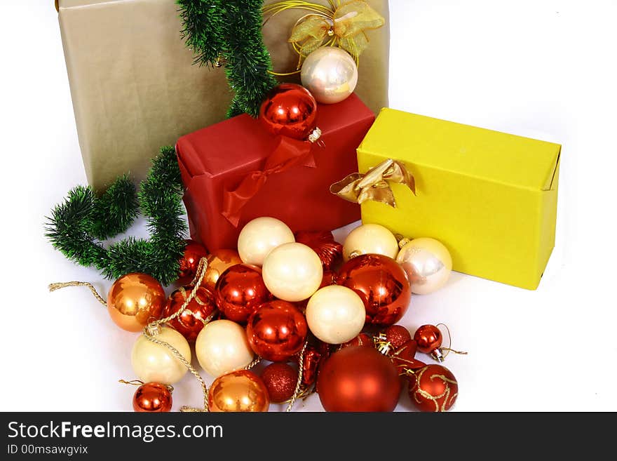 Christmas balls on a white background