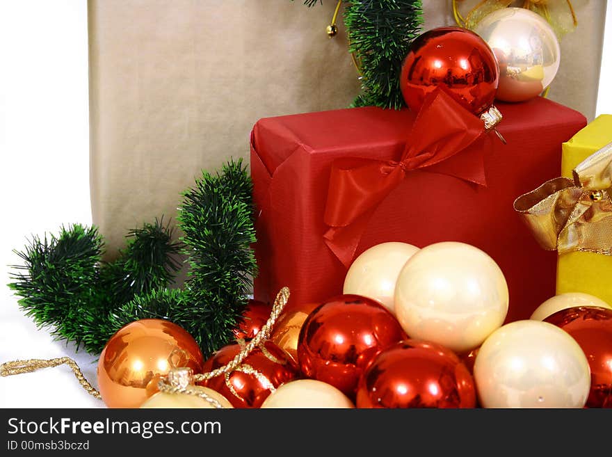 Christmas balls on a white background