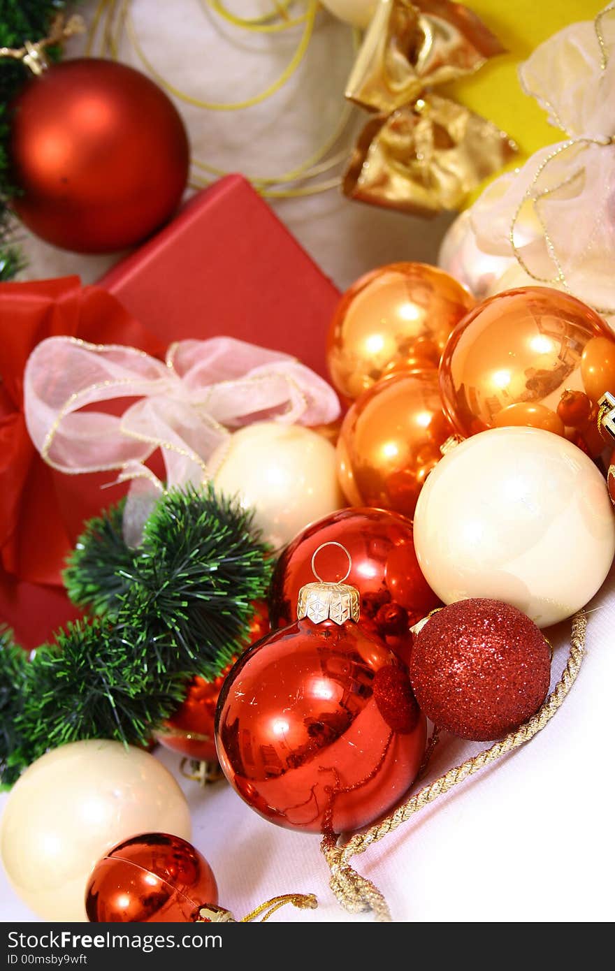 Christmas balls on a white background