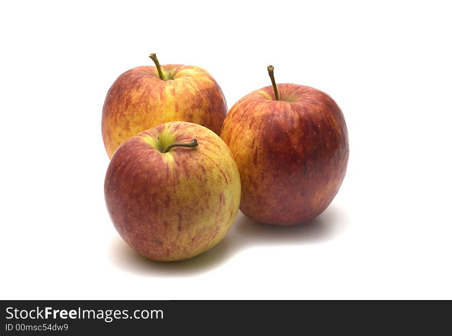 Red apples on white background