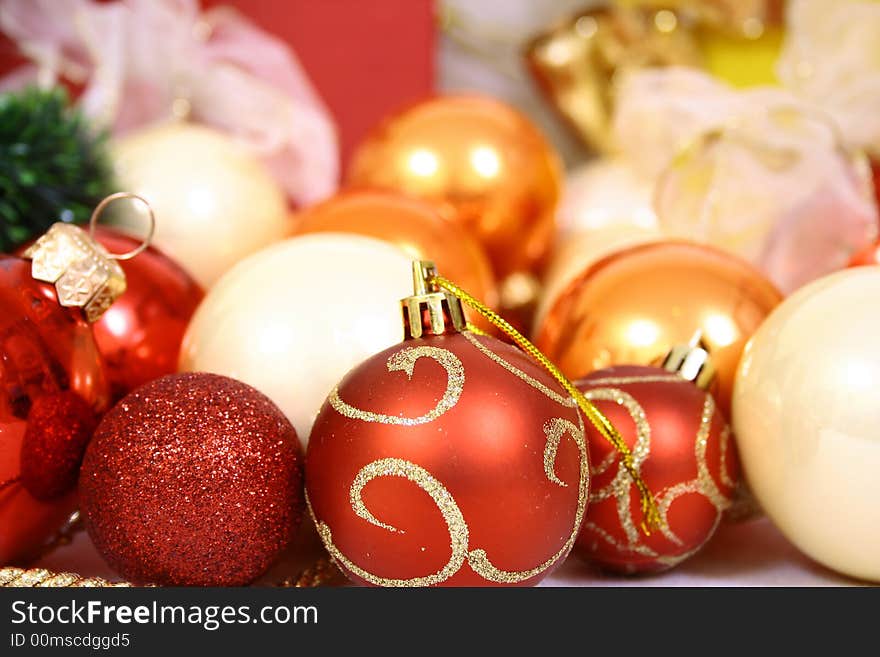 Christmas balls on a white background