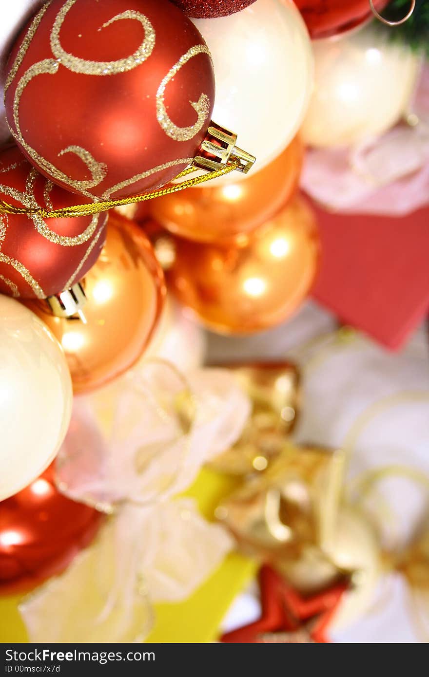 Christmas balls on a white background