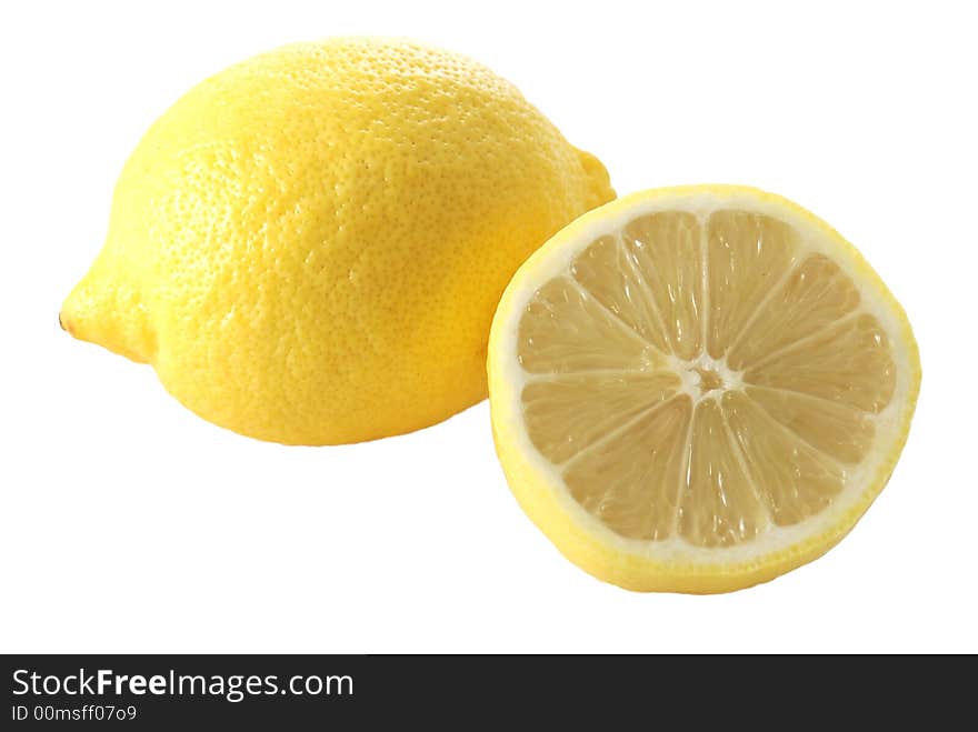 Fresh lemons isolated on white background